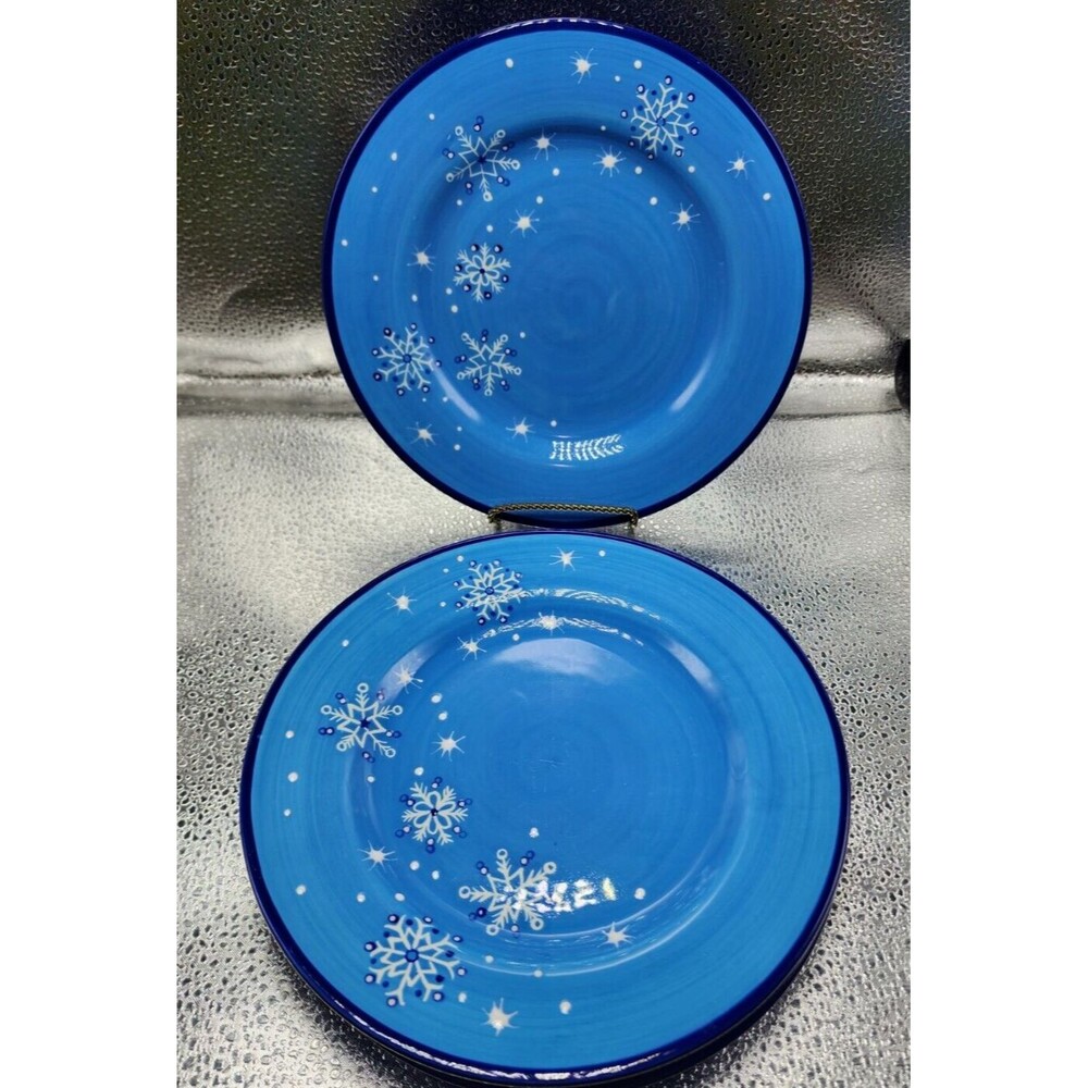 Pfaltzgraff Ice Crystals  Holiday/Winter Snowflakes Salad Plates (Set of Four)